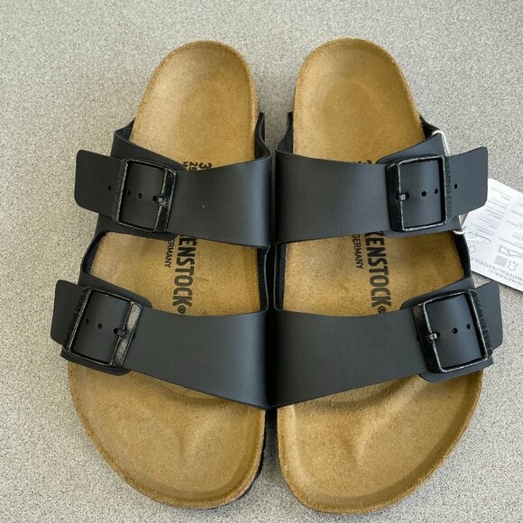 NEW Birkenstock Arizona Oiled Leather Black Cork Slide Sandals Women's Size 8US/ - Picture 5 of 11